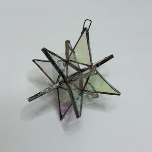 Moravian Star Hand Crafted Clear Beveled Iridescent Glass 3” 12-Point Ornament